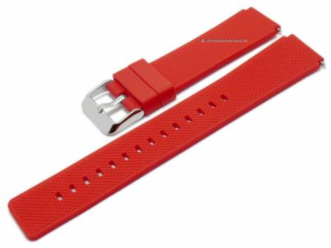 Watch strap 18mm red silicone EASY-CLICK spring bars for HUAWEI & SAMSUNG smart watches (width of buckle 20 mm) - Bild vergrern 