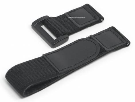 Watch strap 22mm black nylon with easy change spring bars & hook and loop fastener (width of buckle 22 mm) - Bild vergrern 