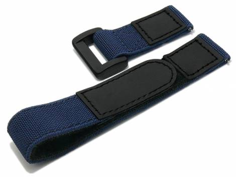 Watch strap 22mm blue/black nylon with easy change spring bars & hook and loop fastener (buckle 22 mm) - Bild vergr��ern 