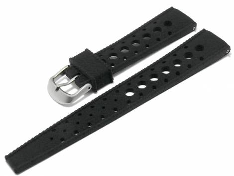 Watch strap 22mm black silicone retro racing look with EASY-CLICK (width of buckle 18 mm) - Bild vergrern 