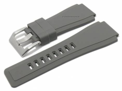 Watch strap 26mm grey silicone smooth matt suitable for BELL & ROSS a.o. watches (width of buckle 24 mm) - Bild vergr��ern 