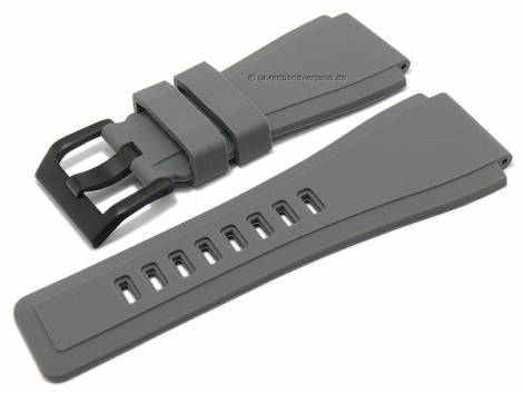 Watch strap 26mm grey silicone black buckle suitable for BELL & ROSS a.o. watches (width of buckle 24 mm) - Bild vergr��ern 