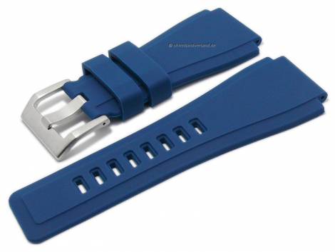 Watch strap 26mm blue silicone smooth matt suitable for BELL & ROSS a.o. watches (width of buckle 24 mm) - Bild vergr��ern 