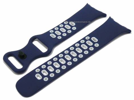 Watch strap (short) dark blue/white silicone special lug ends suitable for GOOGLE Pixel watch - Bild vergrern 