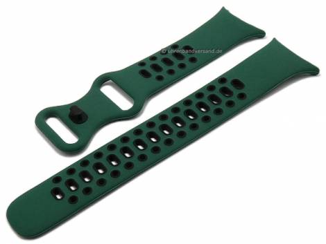 Watch strap (long) green/black silicone special lug ends suitable for GOOGLE Pixel watch - Bild vergrern 