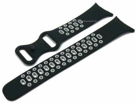 Watch strap (long) black/grey silicone special lug ends suitable for GOOGLE Pixel watch - Bild vergrern 