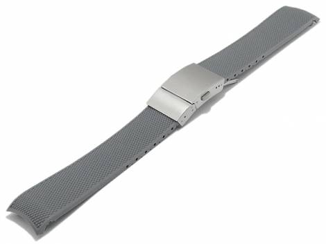 Watch strap 21mm grey silicone with structure & curved ends suitable for LONGINES (width of buckle 19 mm) - Bild vergr��ern 