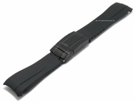 Watch strap 20mm black silicone with black clasp suitable for ROLEX Oysterflex - Bild vergrern 