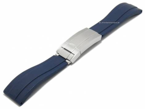 Watch strap 21mm dark blue caoutchouc with clasp suitable for ROLEX - Bild vergrern 