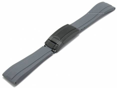 Watch strap 20mm grey rubber with black clasp suitable for ROLEX - Bild vergr��ern 