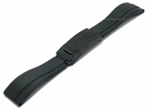 Watch strap 20mm black rubber with black clasp suitable for ROLEX - Bild vergrern 