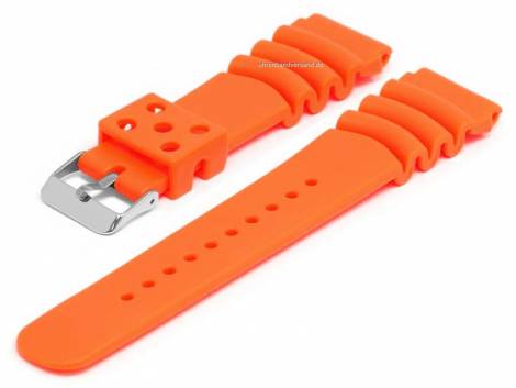 Watch strap 22mm orange rubber suitable for SEIKO & CITIZEN diver watches a. o. watches (width of buckle 20 mm) - Bild vergr��ern 