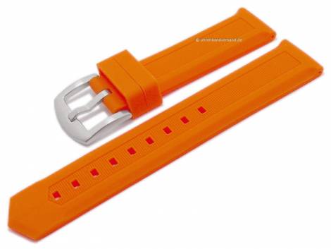 Watch strap 22mm orange silicone with fluted structure matt (width of buckle 20 mm) - Bild vergrern 