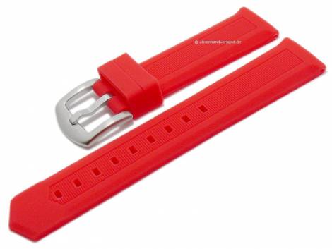 Watch strap 22mm red silicone with fluted structure matt (width of buckle 20 mm) - Bild vergr��ern 