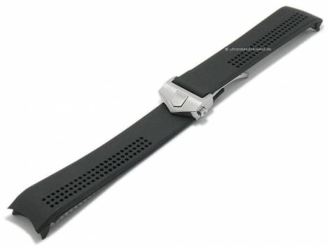 Watch strap 22mm black silicone hole pattern with clasp suitable for TAG Heuer etc. (width of clasp 18 mm) - Bild vergr��ern 