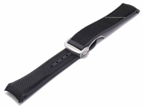 Watch strap 22mm black nylon/rubber stitched with clasp for OMEGA (width of clasp 20 mm) - Bild vergrern 