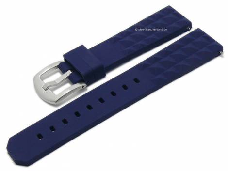 Watch strap 20mm dark blue silicone suitable for SEIKO waffle pattern easy change spring bars (width of buckle 18 mm) - Bild vergr��ern 
