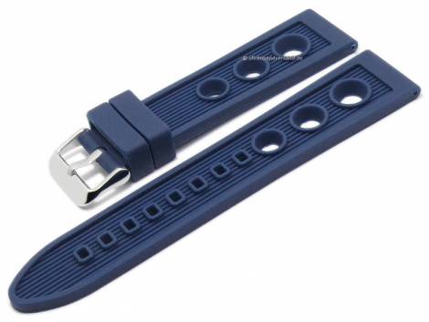 Watch strap 22mm dark blue silicone racing look matt (width of buckle 20 mm) - Bild vergrern 
