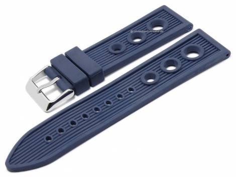 Watch strap 24mm dark blue silicone racing look matt (width of buckle 22 mm) - Bild vergr��ern 