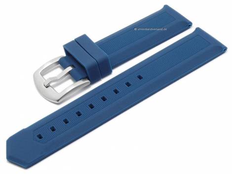 Watch strap 20mm blue silicone with fluted structure matt (width of buckle 20 mm) - Bild vergrern 