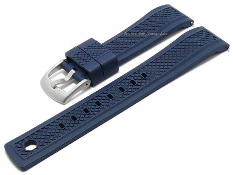 Watch strap 22mm dark blue FKM rubber structured sporty with easy click spring bars (width of buckle 20 mm) - Bild vergr��ern 