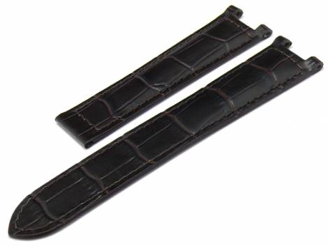 Watch strap 20mm dark brown leather alligator grain special lug ends suitable for CARTIER Pasha - Bild vergr��ern 