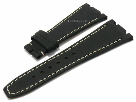 Watch strap 28mm black leather light stitching special lug ends suitable for AUDEMARS PIGUET (width of buckle 18 mm) - Bild vergr��ern 