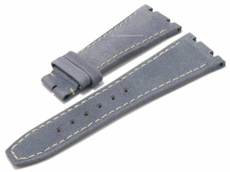 Watch strap 27mm grey blue leather light stitching special lug ends suitable for AUDEMARS PIGUET (width of buckle 18 mm) - Bild vergr��ern 