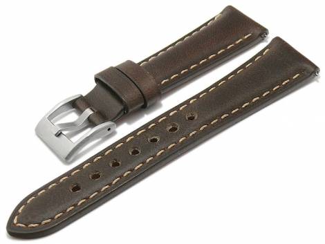 Watch strap XS 22mm dark brown leather vintage look with EASY-CLICK (width of buckle 18 mm) - Bild vergr��ern 
