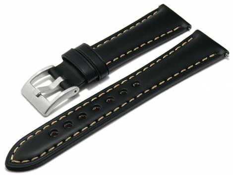 Watch strap XS 18mm black leather vintage look with EASY-CLICK (width of buckle 16 mm) - Bild vergrern 