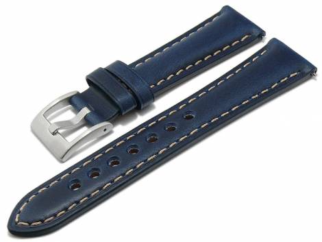 Watch strap XS 22mm dark blue leather vintage look with EASY-CLICK (width of buckle 18 mm) - Bild vergrern 
