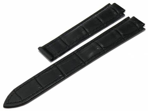 Watch strap 09/16mm black leather alligator grain special lug ends suitable for CARTIER Ballon Bleu - Bild vergr��ern 