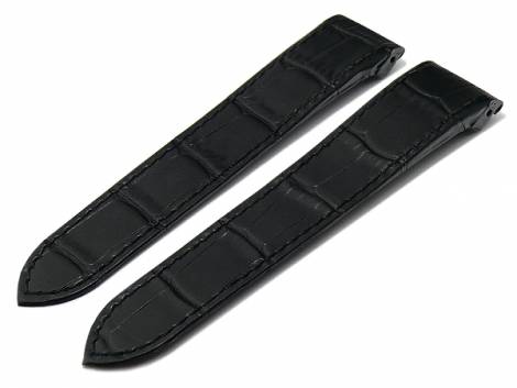 Watch strap 23mm black leather allig. grain special lug ends suitable for CARTIER Santos 100 XL (Width of buckle 21 mm) - Bild vergr��ern 