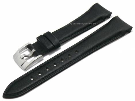 Watch strap XS 20mm black leather grained stitched with curved ends suitable for ROLEX etc. (width of buckle 16 mm) - Bild vergrern 