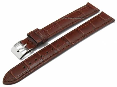 Watch strap XXL 22mm brown leather alligator grain stitched with EASY-CLICK (width of buckle 20 mm) - Bild vergr��ern 