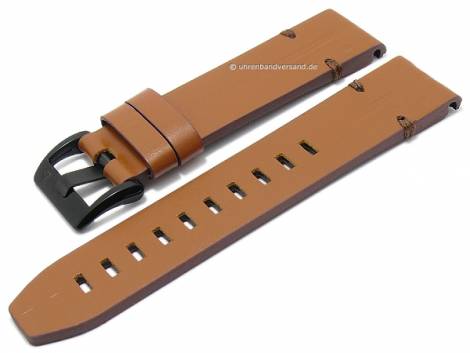 Watch strap 22mm light brown leather with Easy/Quick-Fit function for GARMIN Fenix 7 etc. - Bild vergrern 