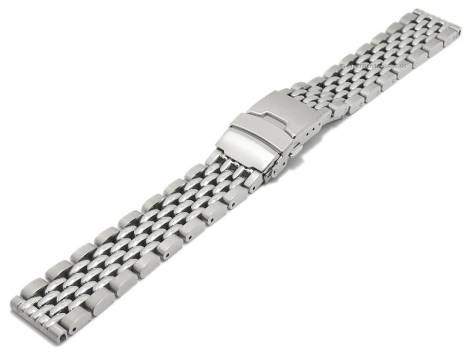 Watch strap 24mm stainless steel solid partly polished with security clasp - Bild vergrern 