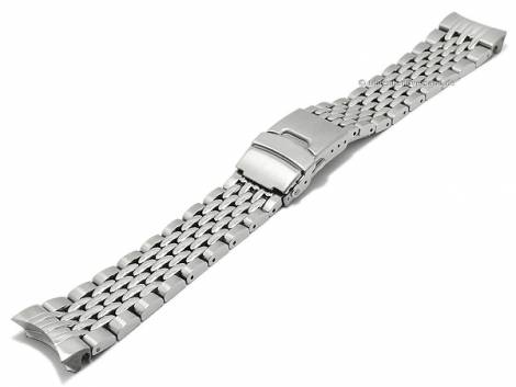 Watch strap 22mm stainless steel massiv curved ends partly polished suitable for SEIKO etc. - Bild vergrern 