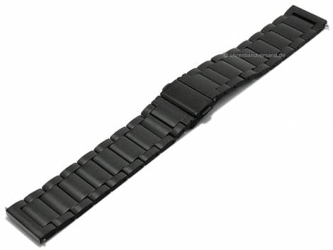 Watch strap 22mm black titanium solid matt with easy change spring bars & clasp with push button - Bild vergr��ern 