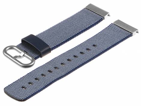 Watch strap 22mm dark blue/white nylon easy change spring bars for Samsung Gear S3 Classic/Frontier a.o. watches - Bild vergr��ern 
