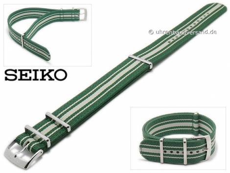 Replacement watch strap SEIKO 22mm green textile white stripes for SSA285K1 etc. - Bild vergrern 