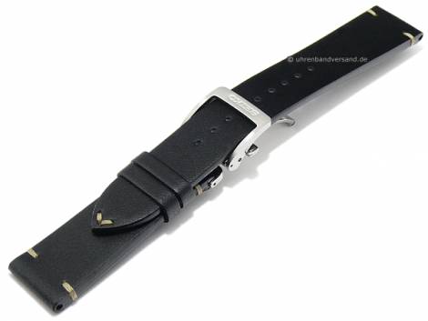 Replacement watch strap SEIKO 20mm black leather smooth matt light stitching for SBDC135 etc. - Bild vergrern 
