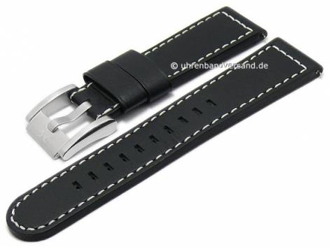 Watch strap 22mm black leather light stitching TW-Steel (Marc Coblen) easy change spring bars (width of buckle 20 mm) - Bild vergr��ern 