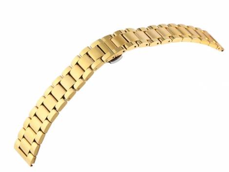 Watch strap 24mm golden stainless steel solid partly polished with butterfly clasp - Bild vergr��ern 
