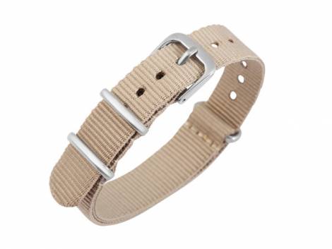 Watch strap 14mm beige Nylon/textile one piece strap in NATO style - Bild vergr��ern 