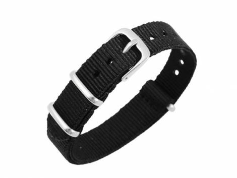 Watch strap 16mm black Nylon/textile one piece strap in NATO style - Bild vergr��ern 