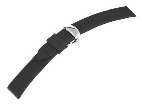 Watch band 20mm black caoutchouc with butterfly clasp (width of buckle 18 mm) - Bild vergrern 