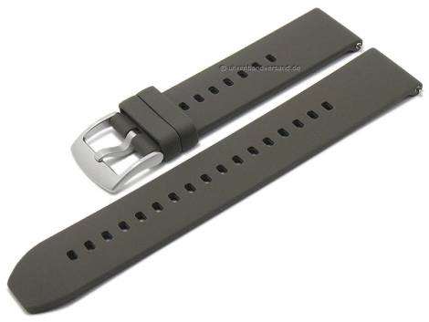 Watch strap -Smart Active- 20mm dark grey silicone smooth matt easy click by STAILER (width of buckle 20 mm) - Bild vergr��ern 