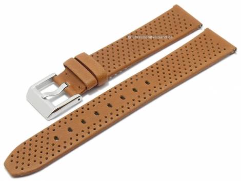 Watch strap -Flex Perfo- 20mm light brown HORWEEN leather with easy click by STAILER (width of buckle 18 mm) - Bild vergr��ern 