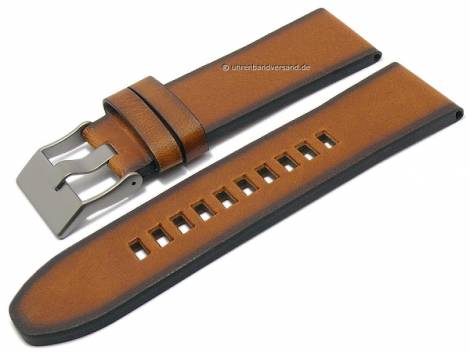 Watch strap 26mm light brown leather vintage look without stitching suitable for DIESEL (width of buckle 24 mm) - Bild vergrern 